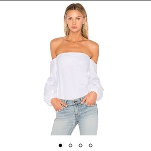 Theory Laureema off the shoulder poplin top
